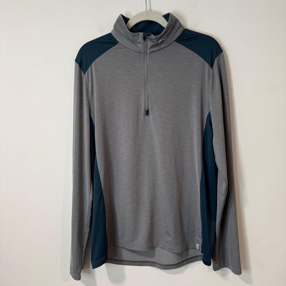 KJUS‎ Men's Nordic Life Half Zip Mid Layer Pullover Top Gray Teal XL
